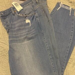 Torrid Blue Skinny Jeans Distressed Denim